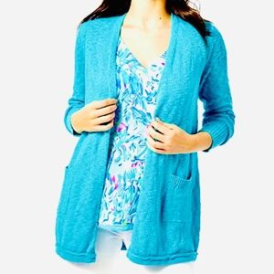 LILLY PULITZER open front cardigan turquoise blue